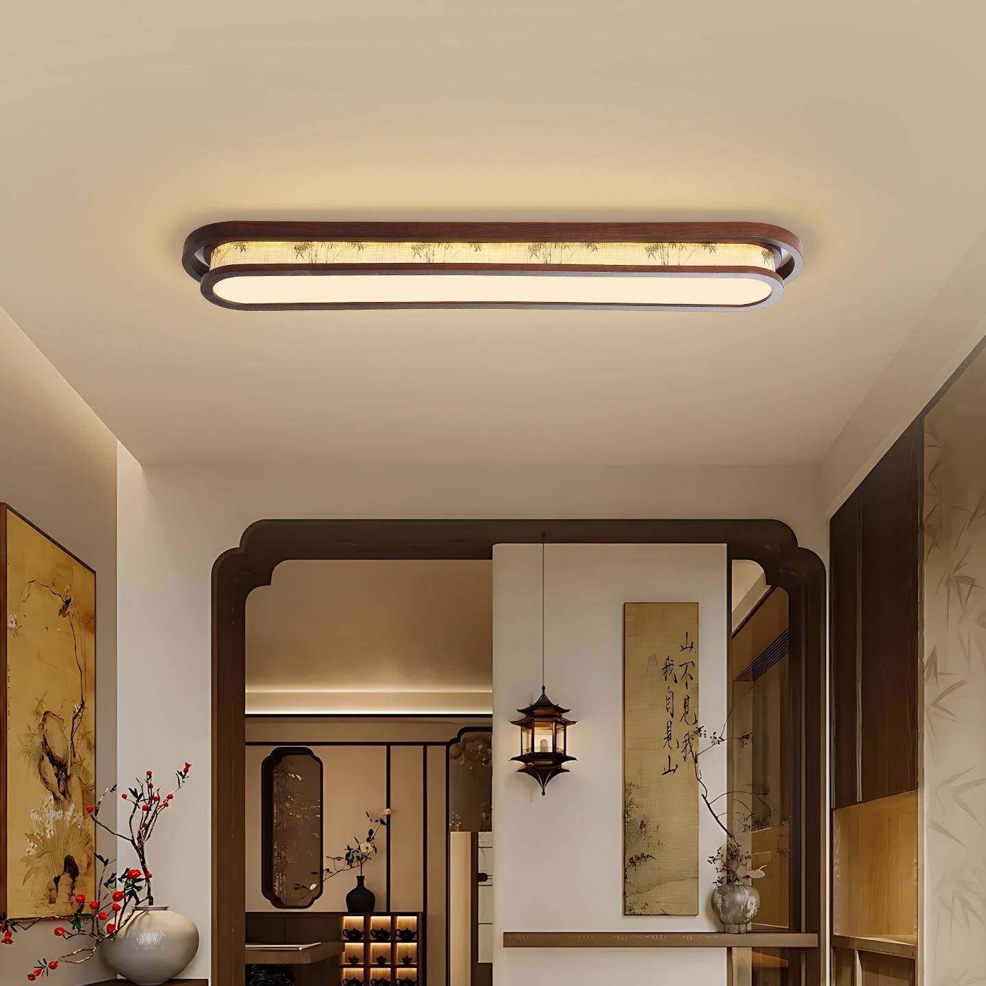 宋代美学道门走廊桃吸顶见描述灯新中式过复古胡木色一字长条入户,家装灯饰光源,餐厅吊灯,淘宝优惠券,粉丝福利购,淘宝优惠卷