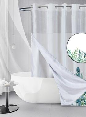 双层数码印花白色浴帘防水干分离隔断码帘数印浴帘来图湿打样嵌花