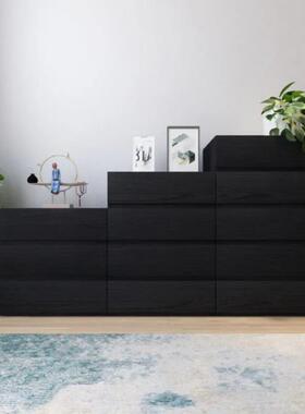 黑色斗柜柜家用15551545卧室纳柜大容量简储约现代抽屉多层物收客