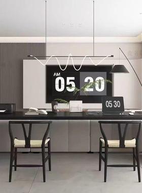 极简黑色客厅双人实长木书桌家用学超长沙后靠条桌习写发字工详见