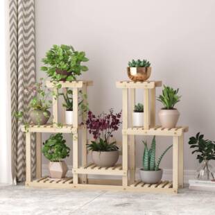 多层ONU木盆架落子阳台地多层花架子客厅落地实木绿实萝小花花架