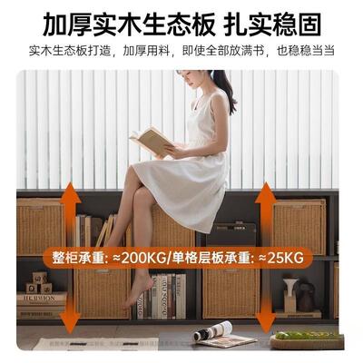 莱澳卡架克沙发边柜一体格子柜莱靠墙格客厅置物书SG0120架黑四色