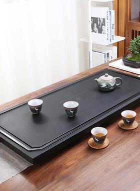 乌石茶盘整块家材用天然石大小金黑金石台排水功茶夫STP茶具茶海