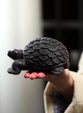 VZD一件宜兴可泡养紫钱龟紫砂茶宠桌茶具招财摆面件家金用砂茶玩