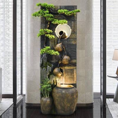 MNN假水幕墙流饰水生财循环水摆件喷泉水景迎店客松山客厅酒加湿