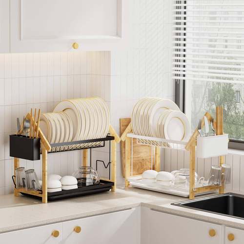 新款双层沥水厨WD068WD房碗架餐具收纳架水沥碗架放碗餐具分层架