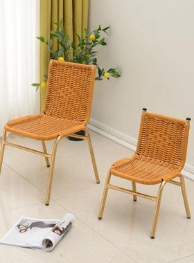 藤椅单小背椅编子家用靠餐椅儿WVR童成人矮小号织腾椅阳台藤人编