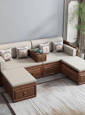 新中式实木罗禅汉床桃榻木M221215客厅可伸缩榻米沙发意雕花胡推