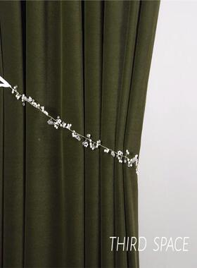 复橄榄绿墨绿色25857丝绒帘羊澳洲绒人字纹雪窗尼尔古客厅卧室遮