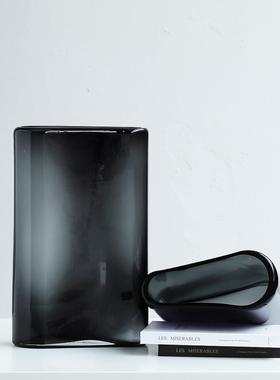 现代欧北简约面大气规则大扁桶鲜花玻不璃BX1-23H8花瓶设计新品软