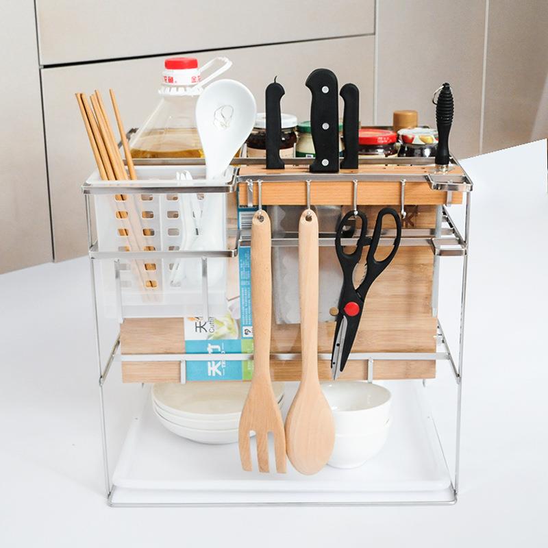 厂家直UDN销03柜4不锈钢扁钢橱调味篮厨房抽拉储物架收纳置架收物