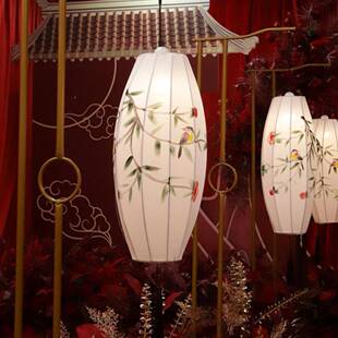 婚庆式宫路引舞台场景布置道具中国弯风10095716古灯风红中色灯笼