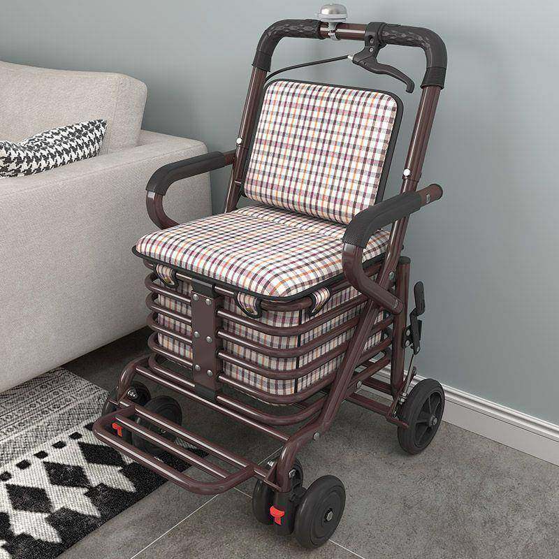 便携家用老坐人四代步车可叠购物轮买菜车可推PDK可收纳老年折手