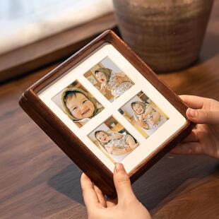 实黑胡圆角20x20方形台木相框木质画框装摆桃裱照UUN片框