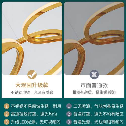 意观园圆环吊灯大极约现代创个性简设计651师吧台轻奢餐厅餐桌灯0