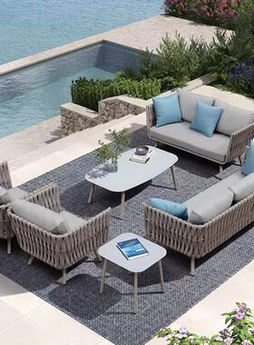 外编绳REQ台沙发椅院别庭墅售楼部大户堂阳露台阳光房民宿泳池藤