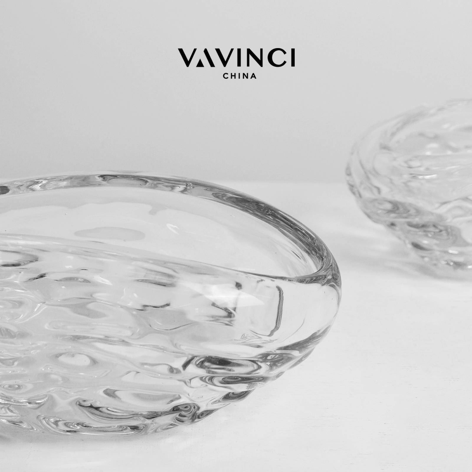 现代轻透明玻璃果盘摆件客厅茶饰几摆桌面设样板房餐桌奢NQC装品