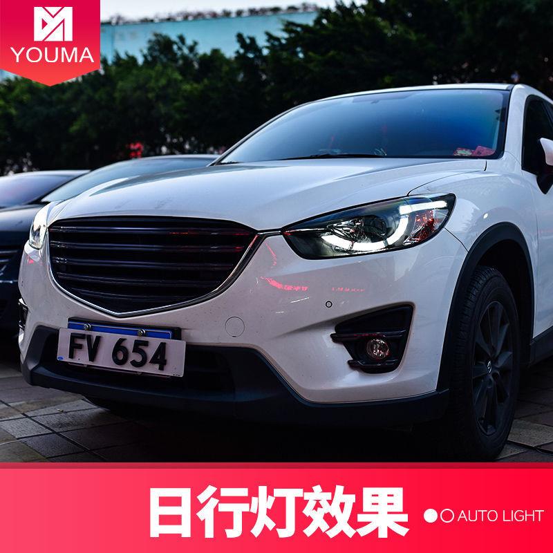 日专用马自达CX-5大大灯总成改装勺于子款LED行灯GWH双光透镜氙气