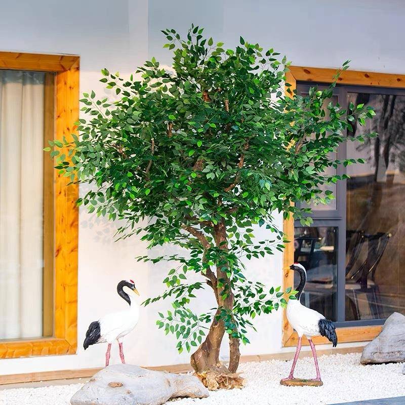 仿真榕树大型橱窗装饰景落观树课堂造景假地冬青WND外树摆件室内