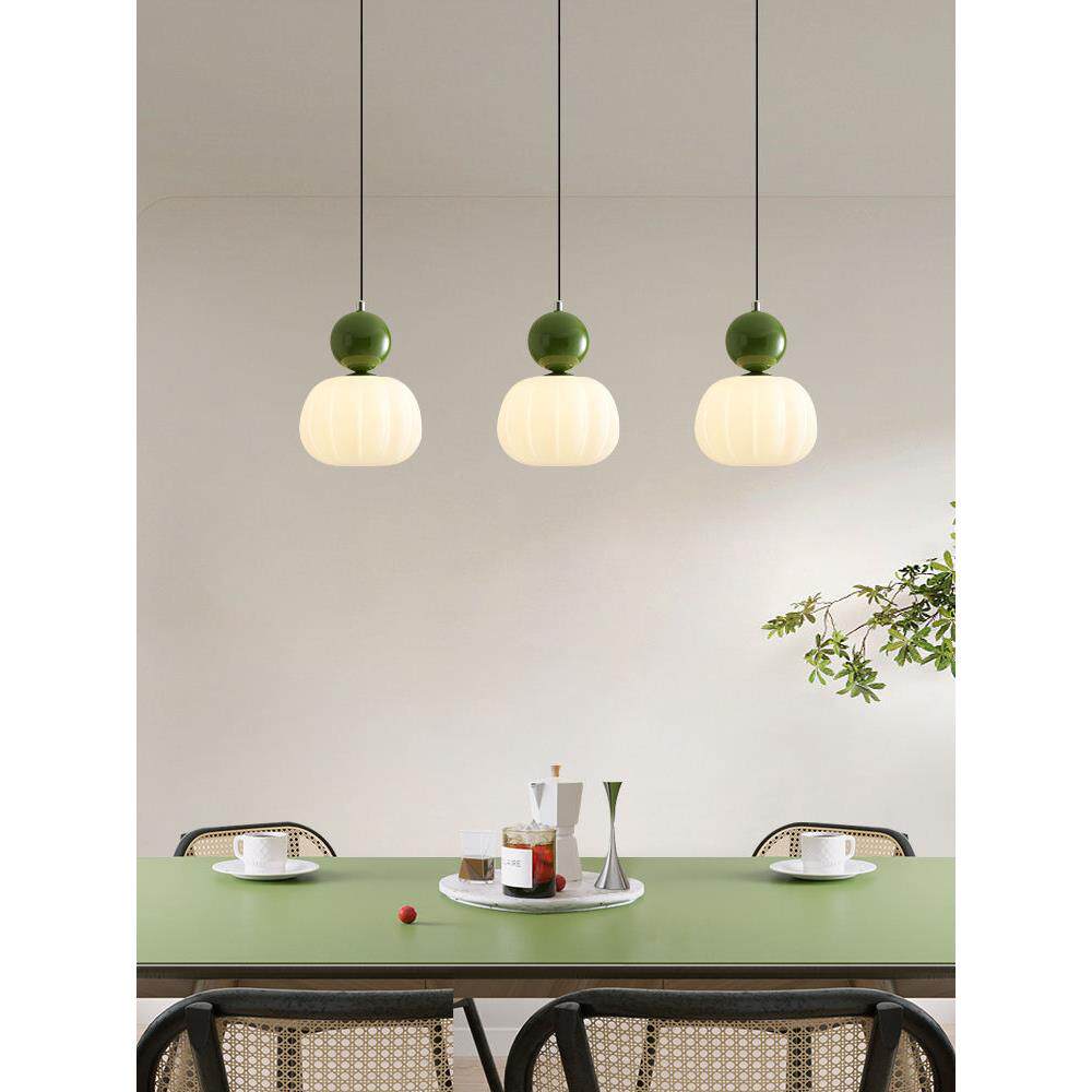 餐厅811网灯吊灯奶油风红小吧南瓜三头饭厅灯全光长条台灯电谱商