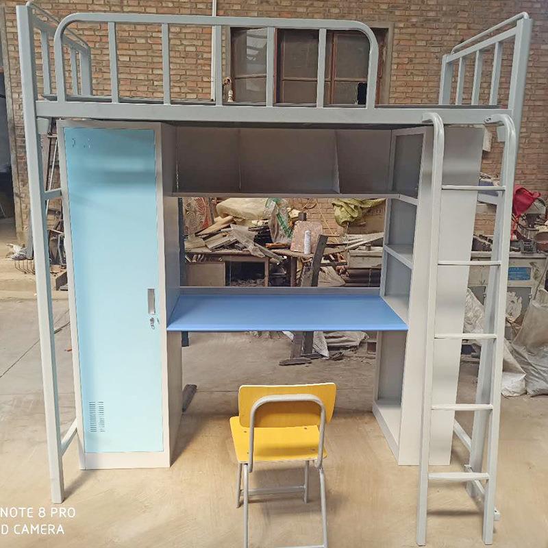 厂家公XWK上下床学校宿舍寓课双层床带桌铁架高低体连上下铺