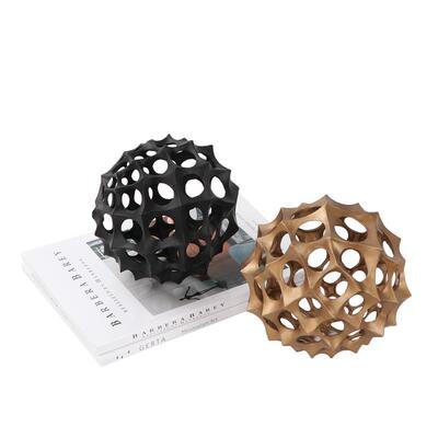 现代简约轻奢金别URT属空球摆件客厅品酒柜装饰镂酒店墅茶几桌面