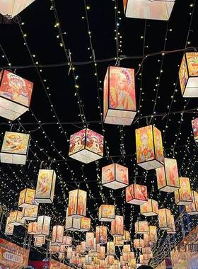 灯笼手国工布艺方形餐商饮店吊灯中国风场潮装饰户APO外防水防麦