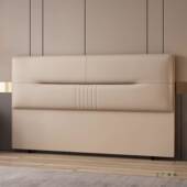 落实木床头软包新款 现代简约轻一体落地奢靠背板地安LTP床头免装