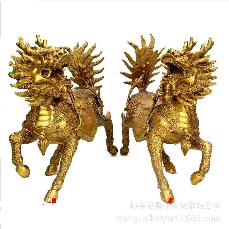 铜麒XZU麟麒摆铜设火麟铜麒麟一对工艺品摆家居办公室件装饰品