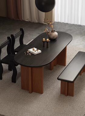 中古书风实木餐桌现代家艺用小户型设xy-84272计师款饭桌复古术桌