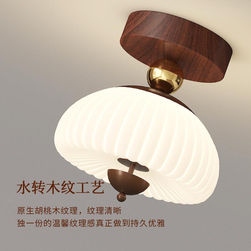 过道吊灯中古风玻璃吸顶灯廊过走道法玄关卧室灯灯SYF式奶油风装