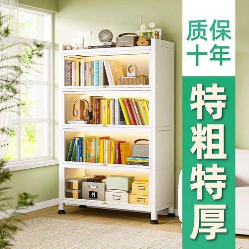 地带玻BxP6p3Ak璃门家用书柜儿童防尘书展架客厅落示柜收柜子铁艺