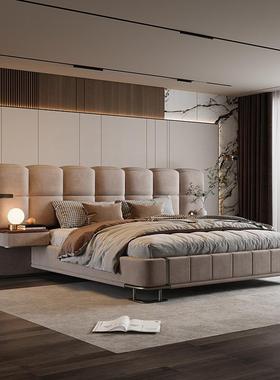 意式极简轻奢床磨砂布艺风现代简约墅别大户型ZXX主卧双人床