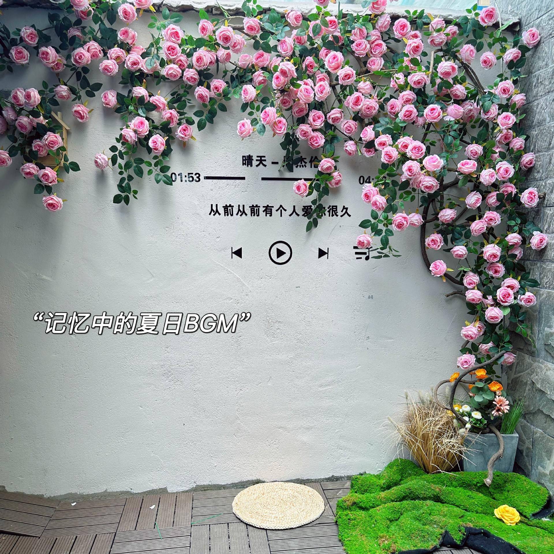 玫墙瑰花墙造花网红打卡瀑83309420布花墙假花布置摆件景窗面户装