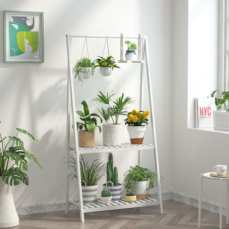 古馆室实木质吊兰绿花架子外碳化防腐花盆PLO户萝多肉内架客厅落