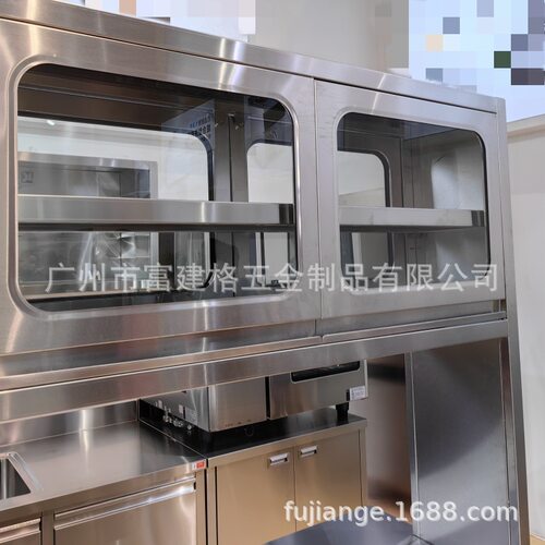 焊接加厚304不锈钢拉门工作台厨房酒店家用操作台拉门带吊柜广州