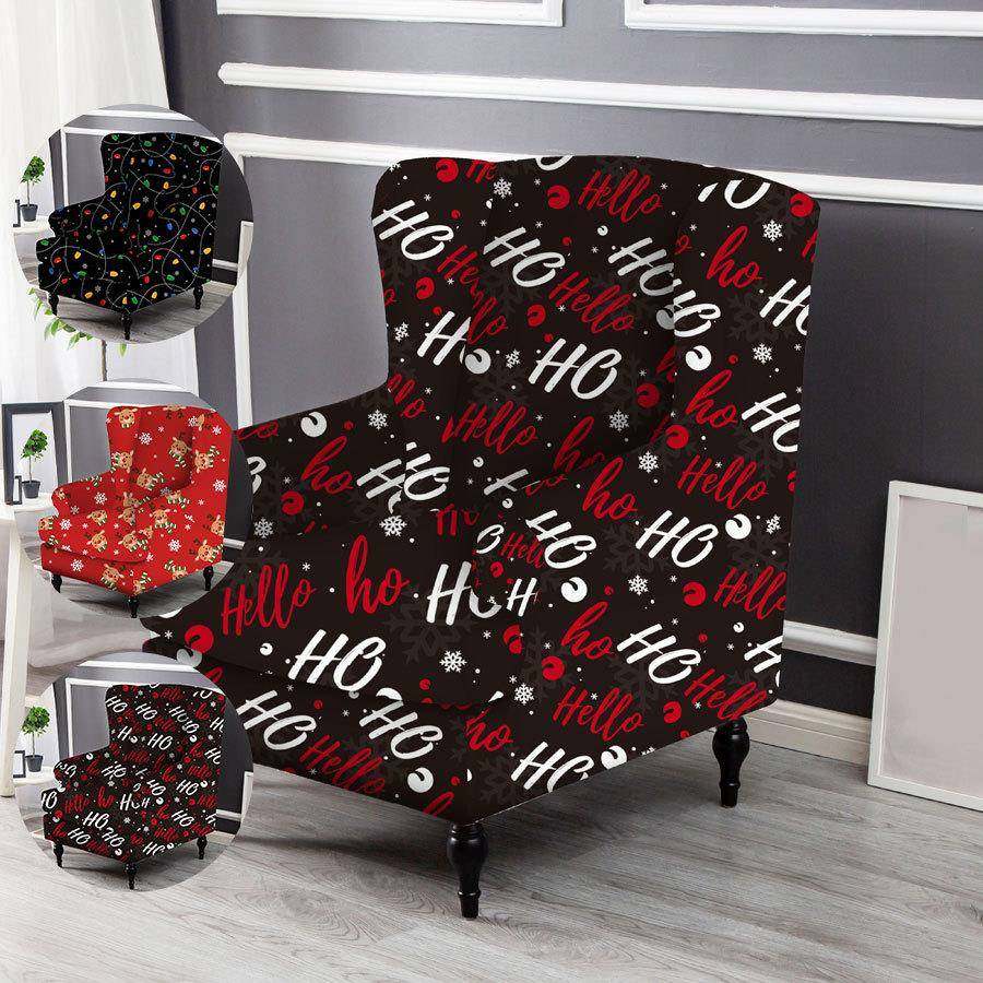 2pcs圣诞款氨纶柔软贴合老虎凳椅子套可水洗家具保护套带弹性底部