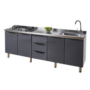 简易厨房橱柜不锈钢厨房柜子灶台柜橱柜一体组装 厨房柜家用经济g^