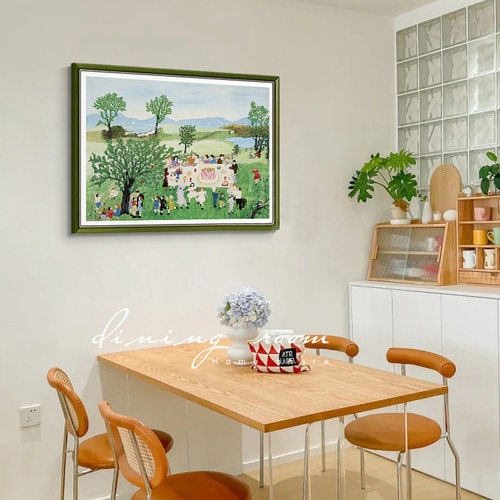 摩西奶奶法式复古卧室装饰画田园风景餐厅挂画原木风客厅桌面摆画