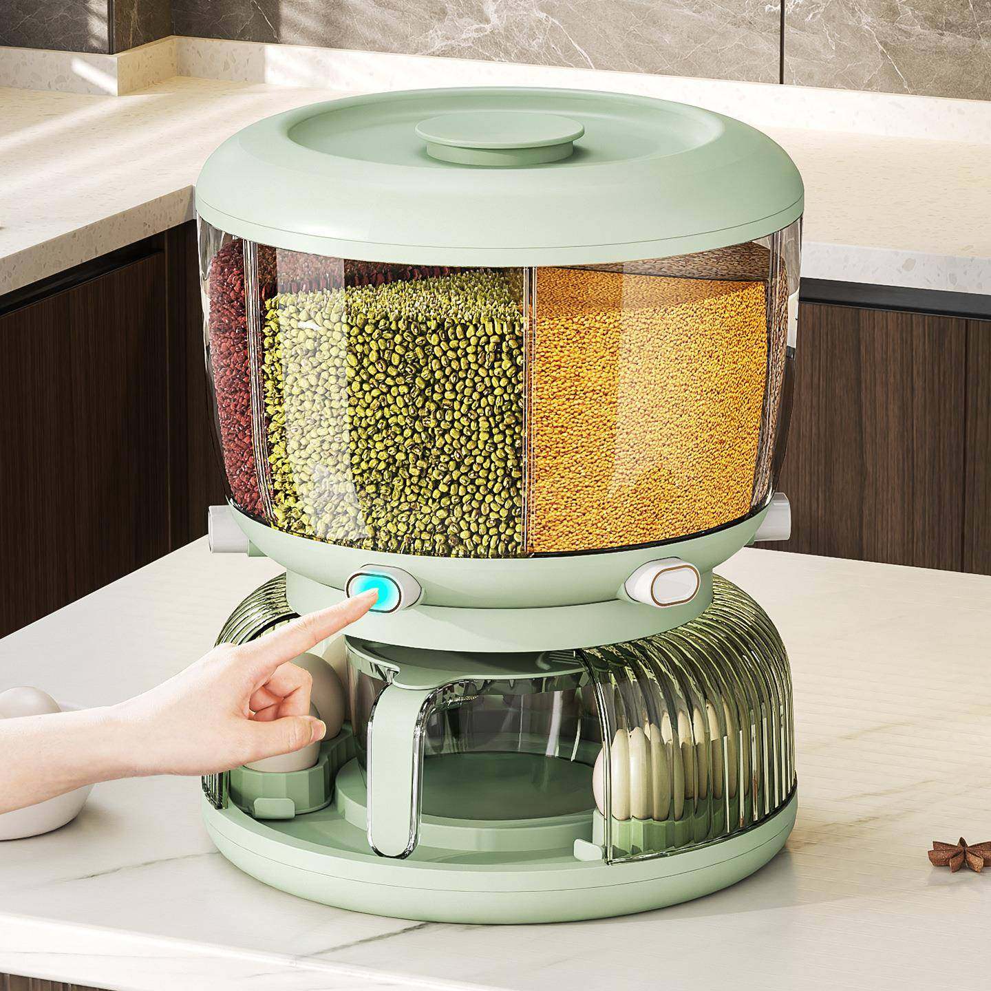 五谷杂粮收纳盒旋转分格米桶双层鸡蛋收纳盒家用密封大容量杂粮桶,纺织面料/辅料/配套,纺织机械配件,淘宝优惠券,粉丝福利购,淘宝优惠卷