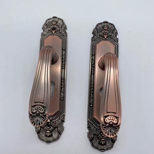 锌合金房间门锁红古铜双舌锁机械锁孔位16.5