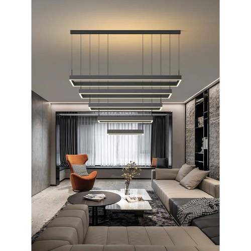 客厅吊灯现代简约大气家用2021新款方型网红铝材方型餐厅大厅吊灯