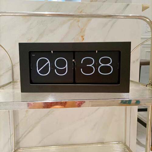 欧式自动翻页钟复古简约家居客厅座钟大号机械翻页时钟