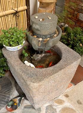 庭院彷石槽水流观落地摆件阳台假山鱼景造景循环水喷泉池民KIM宿