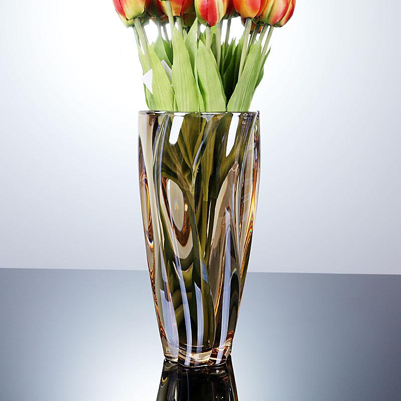 现代约创意水晶璃玻大口花瓶欧式客厅简插关花LGH-0802花器入户玄