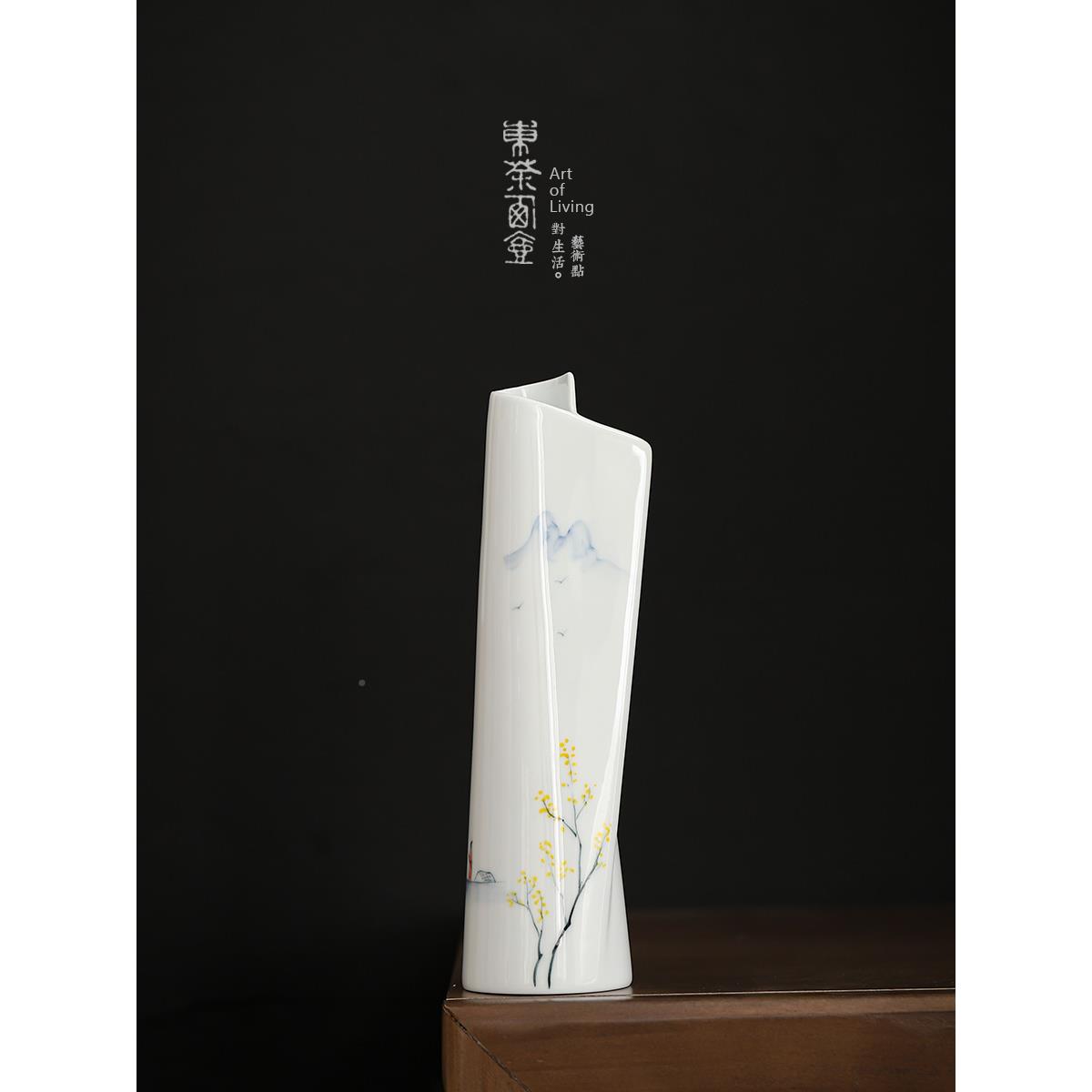 手绘花插小号陶瓷小花台面花袖珍花术道艺GAX20211干 干燥花家器