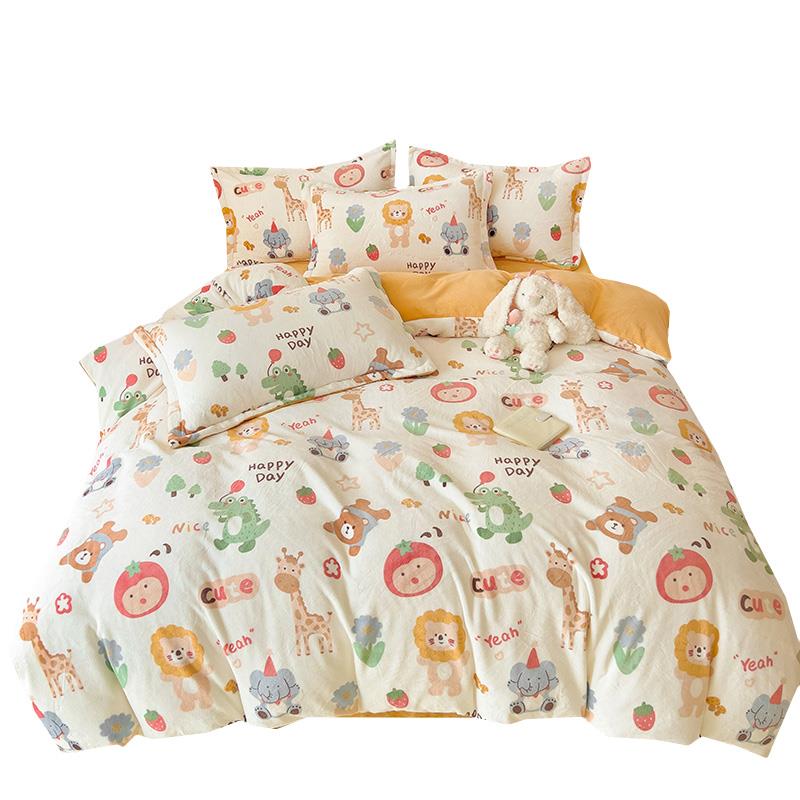 绒AxFMN-DBS-类牛奶绒被套0单件双面加厚22923卡通儿童法兰248x24