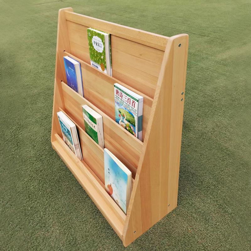 幼儿园童榉实木书架绘本用架落地置物木BQB架储物架家儿童阅读书