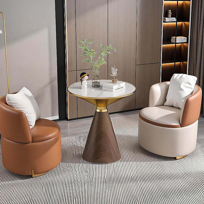 阳台休闲咖啡小圆桌子铂朗家居意酒店轻奢板茶岩几创小型沙发边角