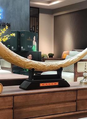 中式彷真象公牙摆招财电视柜玄关博古架装ROR饰雕刻件办室桌面品